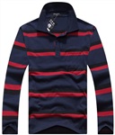 纯棉佐丹奴T恤批发 2015年长袖条纹正价磨毛男装