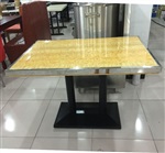 新款包不锈钢边大理石火锅餐桌