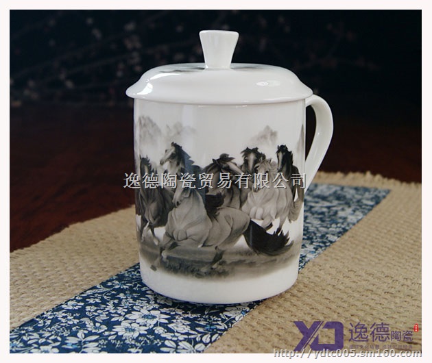 青花瓷陶瓷茶杯，粉彩陶瓷茶杯，中国红陶瓷茶杯