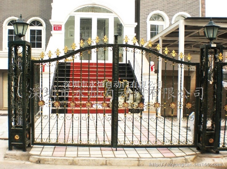 深圳铁艺门厂家   庭院大门安装  遥控铁艺门价格
