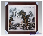 手绘瓷板画 山水陶瓷瓷板画  青花瓷板画