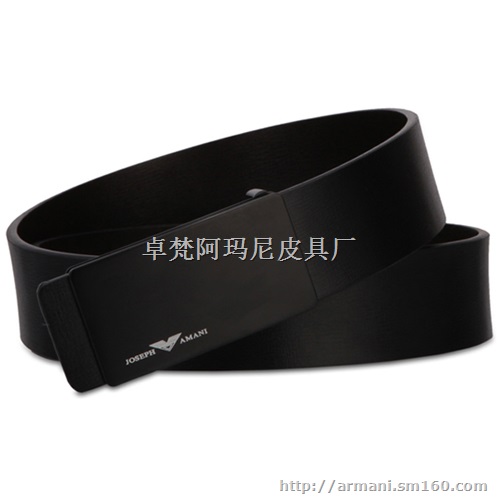 正品卓梵 阿玛尼男士真皮皮带 平滑扣纯牛皮休闲腰带