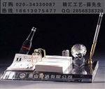 办公摆件礼品，水晶笔筒定制，水晶名片夹摆件礼品定制