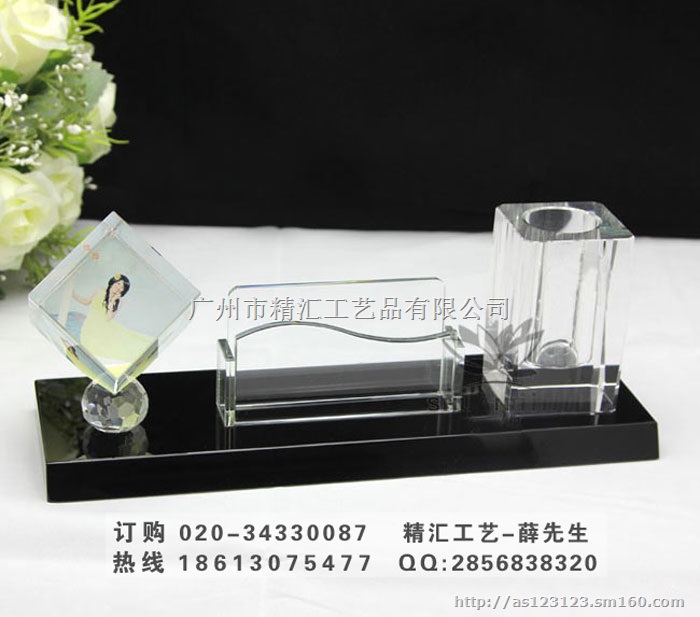 水晶笔筒摆件礼品定制，公司开业礼品定做，周年庆典定