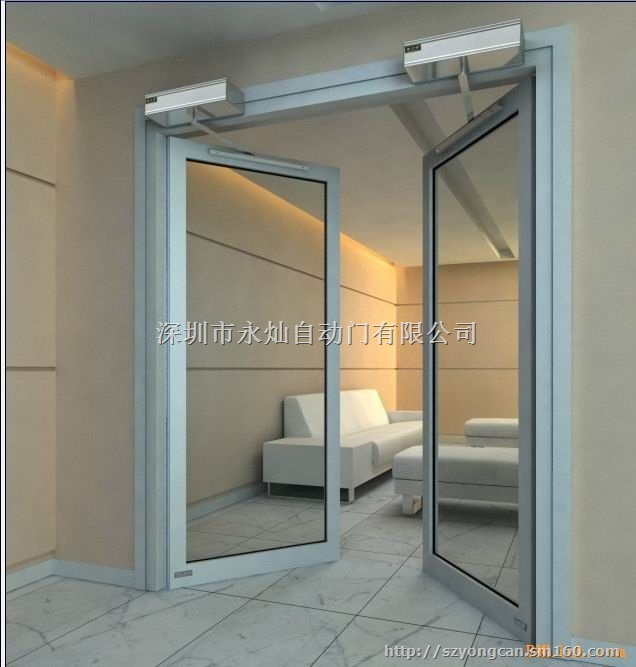永灿供应90°自动平开门 玻璃透明自动平开门价格