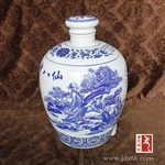 手绘青花瓷酒坛定制厂家，青花瓷酒坛50斤带龙头厂家