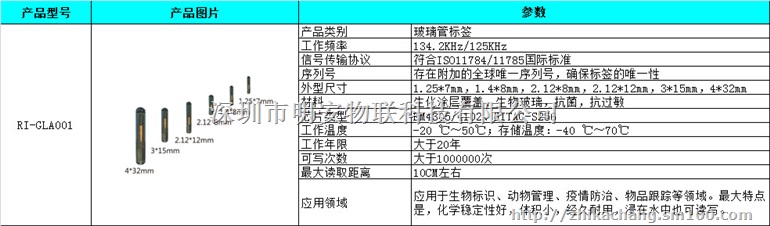 动物标签 RFID射频识别134.2KHZ玻璃管标