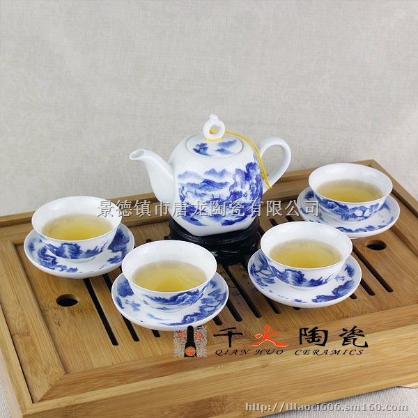 供应景德镇整套陶瓷茶具批发厂家  家用礼品茶具套装