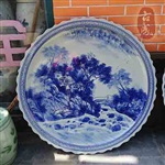 青花大瓷盘定制 纪念礼品盘厂家直销 时尚彩绘大赏盘
