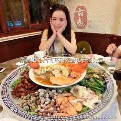 纯手工陶瓷大赏盘 青花海鲜大瓷盘厂家