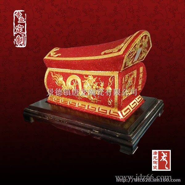 手工绘画祥云金凤骨灰盒,景德镇陶瓷厂家