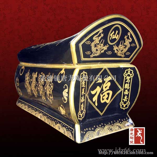 手工绘画祥云金凤骨灰盒,景德镇陶瓷厂家