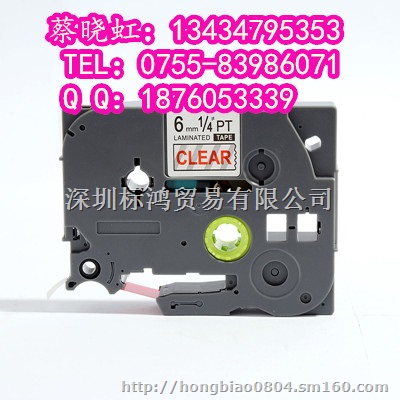 PUTY普贴覆膜标签色带TZ3-121透明底黑字