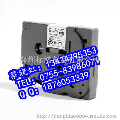 普贴覆膜色带 TZ2-231 12MM白底黑字