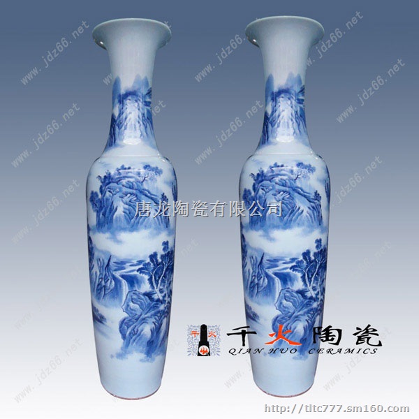 订制景德镇陶瓷大花瓶 青花落地陶瓷大花瓶 中式酒店