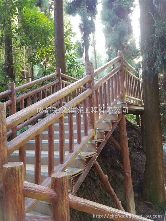 供应柳州来宾桂林铸造石喷砂栏杆、仿木桌椅花箱地板