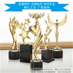 广州金属小金人奖杯定做 公司年会优秀员工奖杯 奖牌
