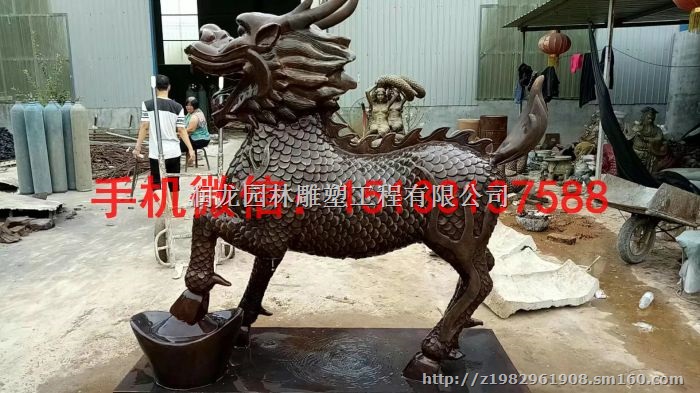 驱邪避煞铜麒麟雕塑 宁夏铜雕塑定制厂家