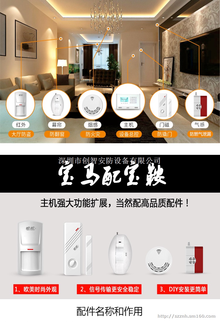 GSM防盗报警器无线店铺门窗手机智能远程安防报警系