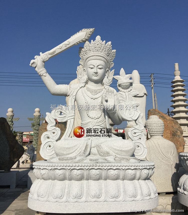 藏传文殊菩萨石雕刻像