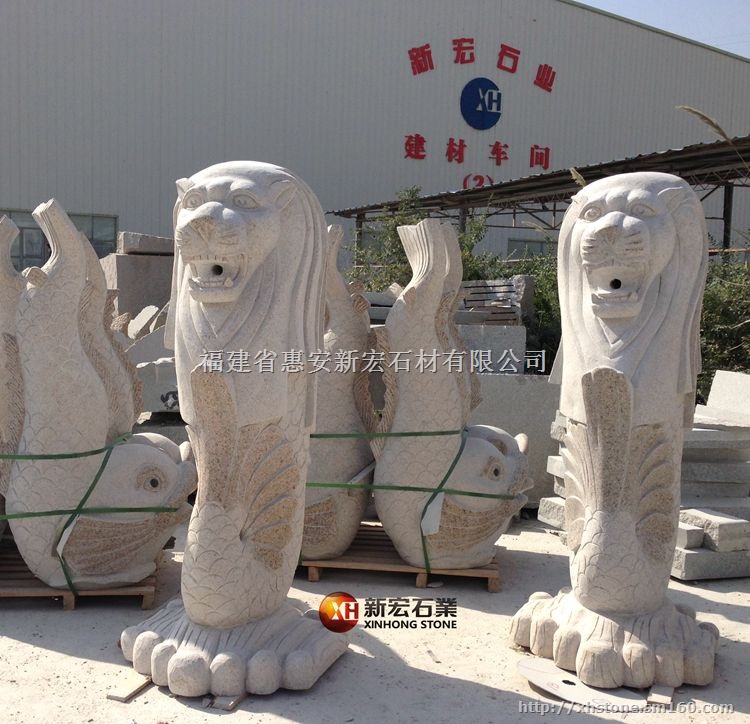 石雕喷水鱼尾狮雕塑