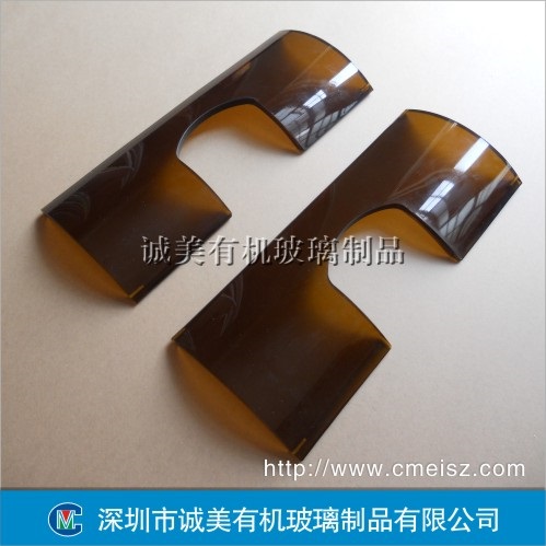 茶色有机玻璃防护罩 亚克力弧形设备门盖 视窗热弯