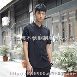 宸贤2019夏季新款棉麻男短袖V领修身纯色透气商务