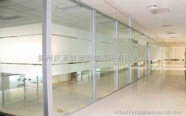 扬州庆亚玻璃办公室不锈钢铝合金玻璃隔断玻璃门定制