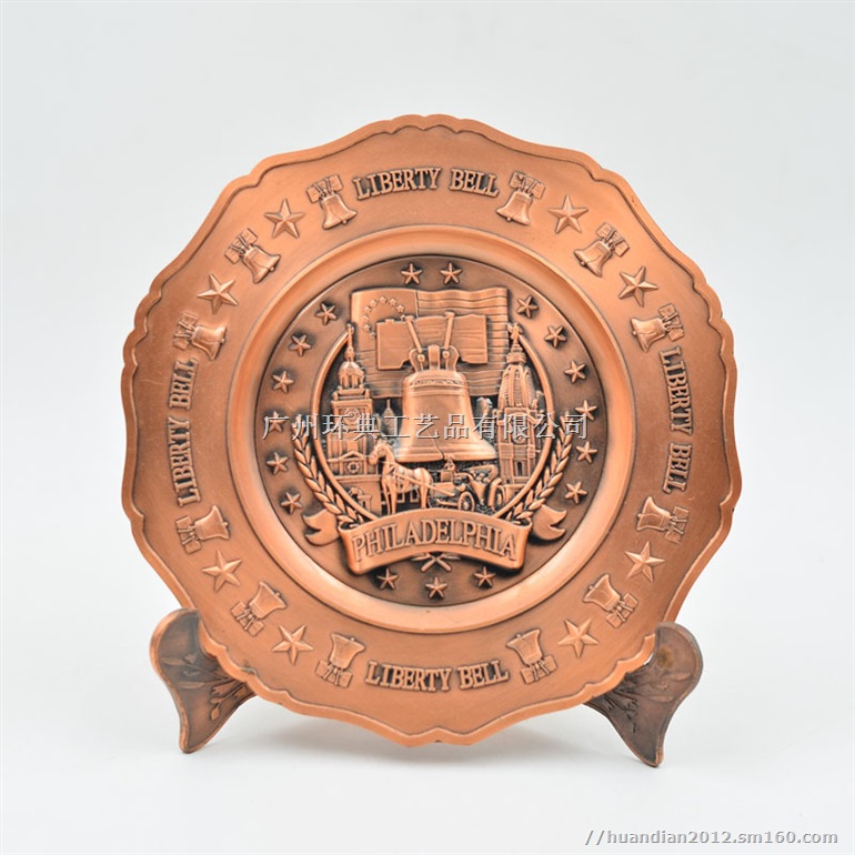 锌合金浮雕工艺品纪念盘礼品定制logo 电镀压铸