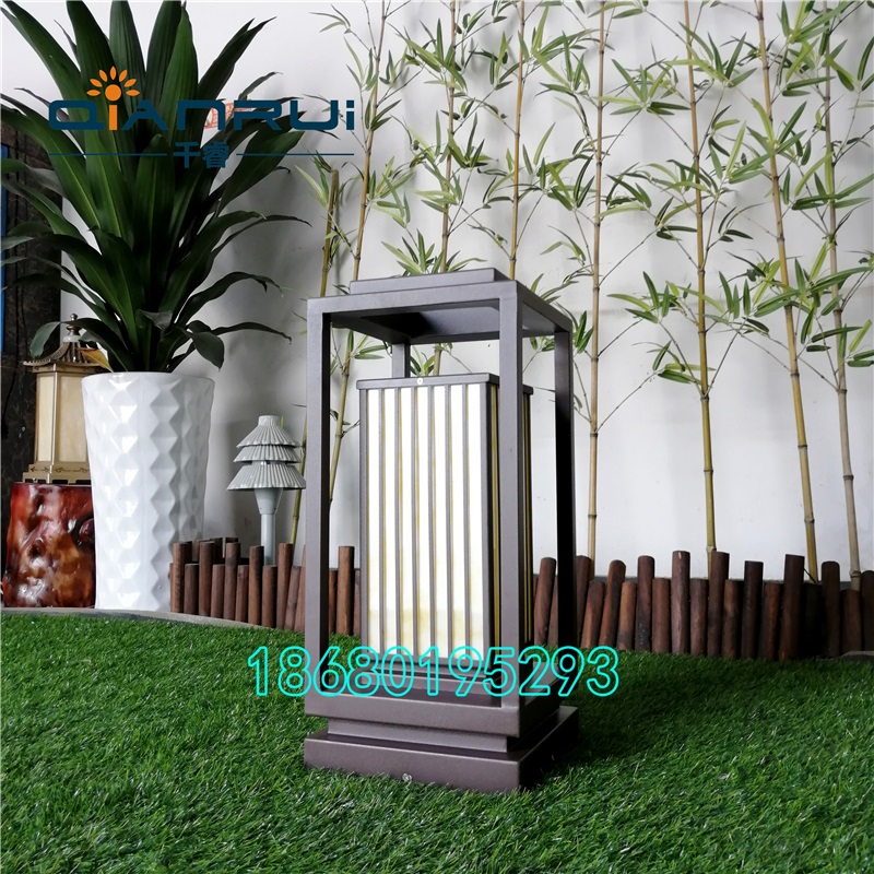 新中式简约草坪灯仿古烤漆矮柱灯嵌墙灯围墙灯立地灯