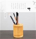 多功能方形木质笔筒定制logo胡桃木制笔筒批发简约