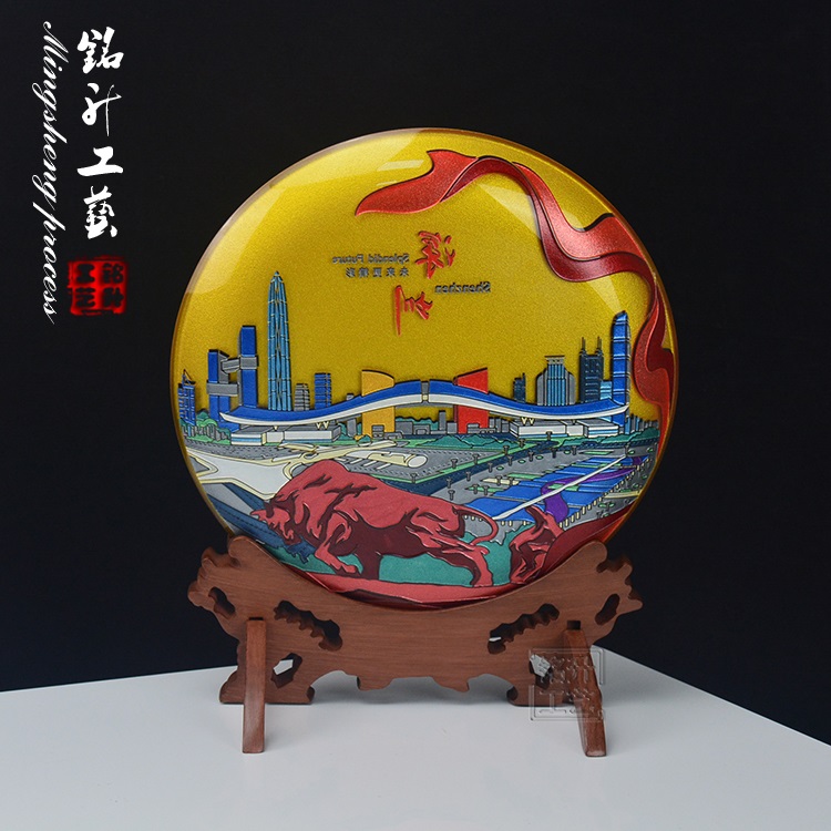 深圳特色礼品定做 商务送礼摆件定制 开拓牛奖盘