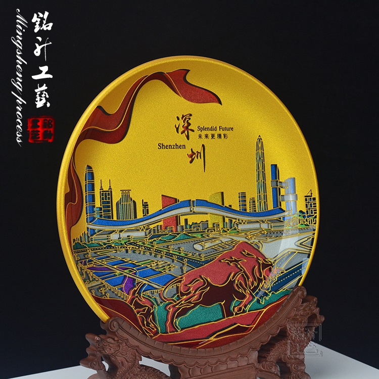 深圳特色礼品定做 商务送礼摆件定制 开拓牛奖盘