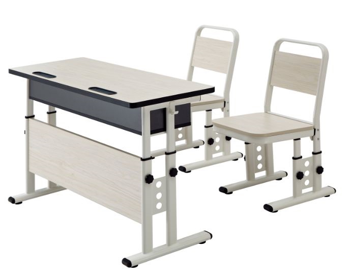 双柱课桌椅 加固双人学生课桌椅 高档加厚塑料学习桌