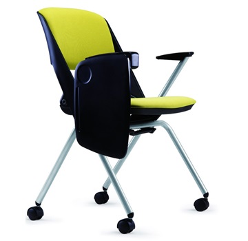 Mobby进口塑料折叠椅四脚带轮塑料椅多功能会议椅