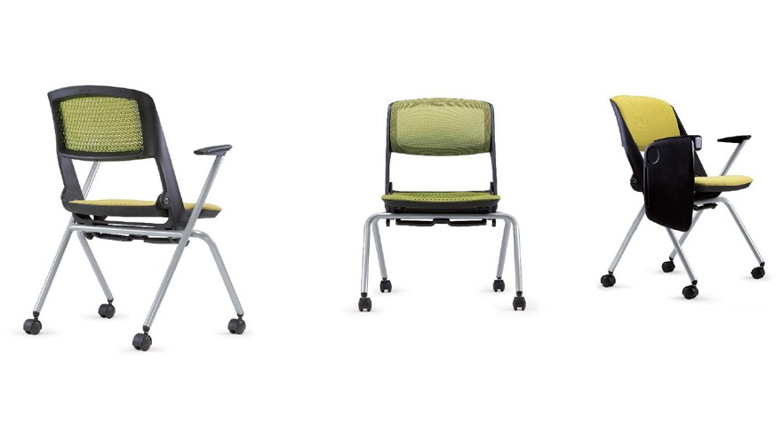 Mobby进口塑料折叠椅四脚带轮塑料椅多功能会议椅