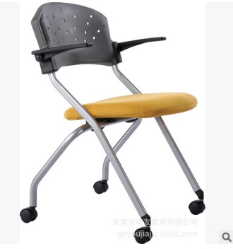 四脚布面多功能椅折叠培训椅移动会议椅 扶手洽谈椅