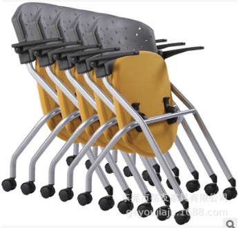 四脚布面多功能椅折叠培训椅移动会议椅 扶手洽谈椅