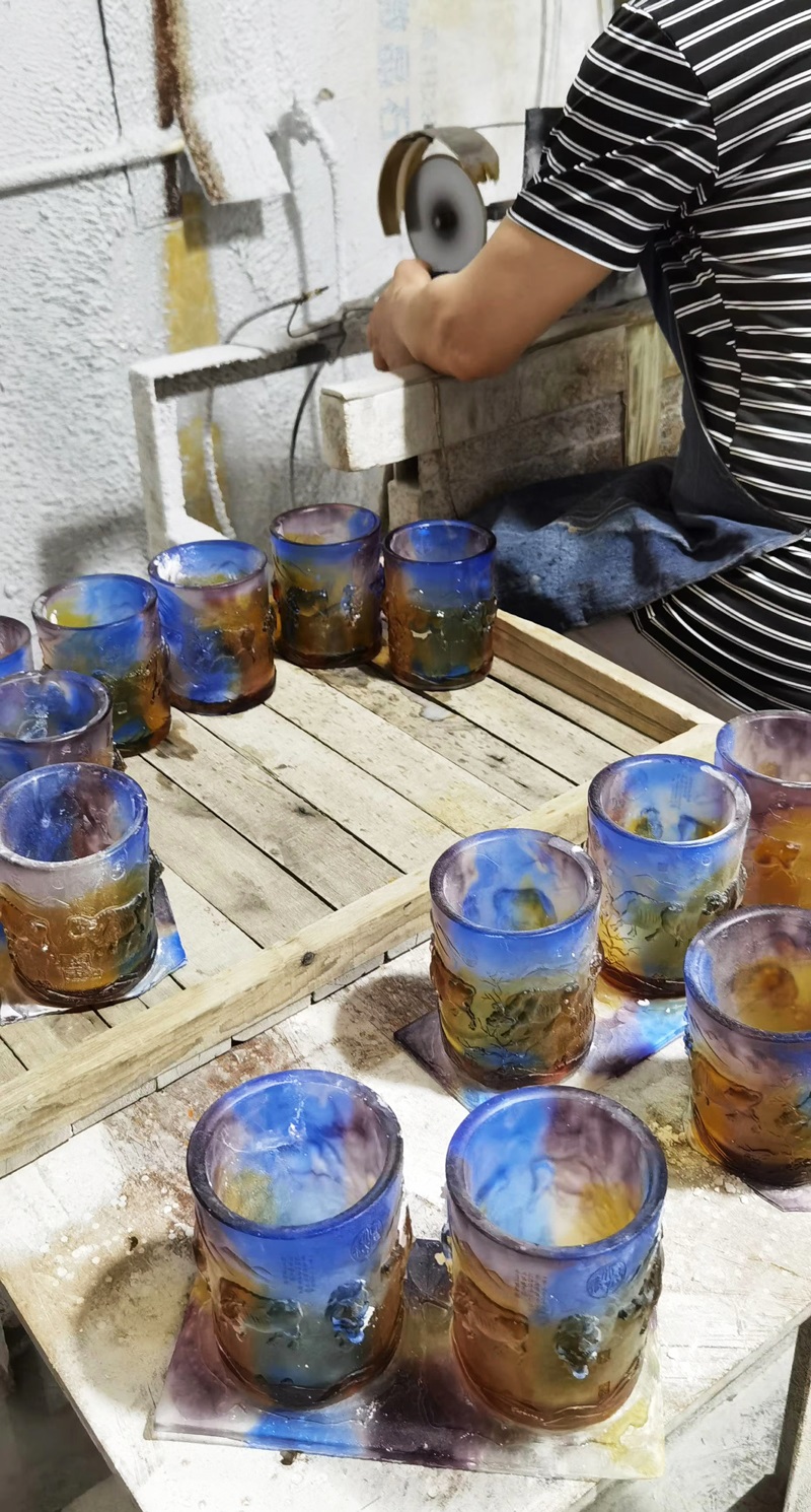 广州琉璃牛礼品定制 琉璃牛笔筒 五牛图笔筒银行礼品