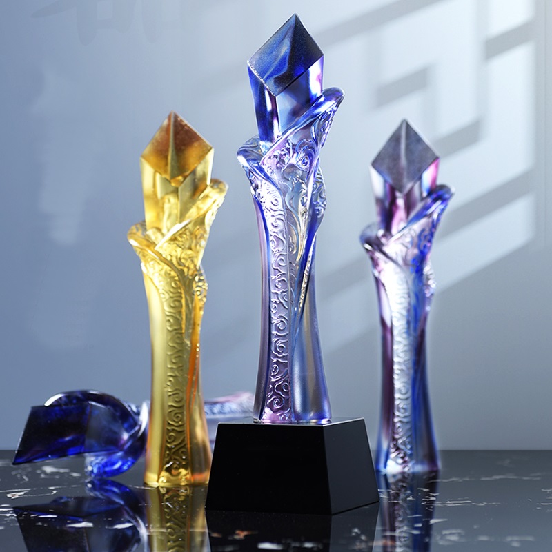 广州琉璃奖杯工厂 深圳琉璃奖杯厂家 奖杯定制开模