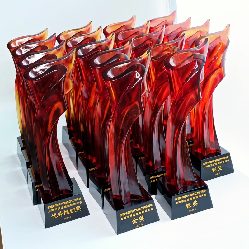 广州琉璃奖杯  五星奖杯 红歌比赛奖杯 奖牌批发厂