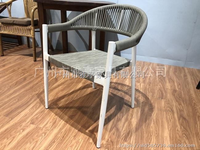 雅亭厂家定制现代简约拉绳椅绳编户外餐椅
