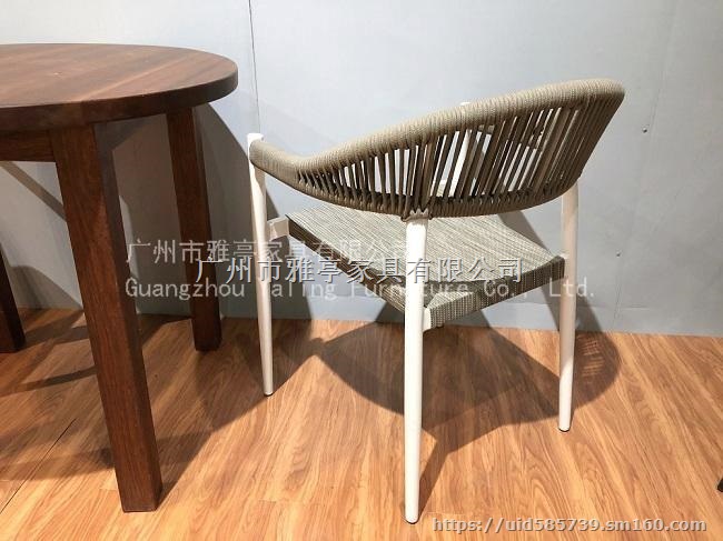 雅亭厂家定制现代简约拉绳椅绳编户外餐椅