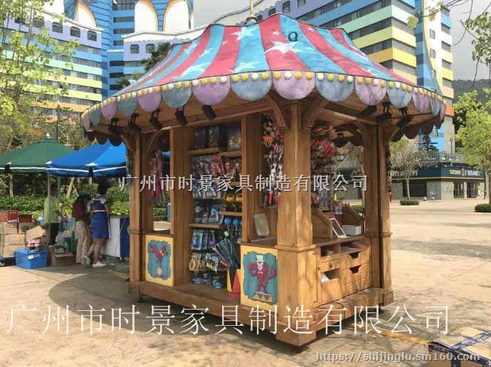 步行街餐饮摊亭 景区奶茶售卖屋 度假村美陈商品花车