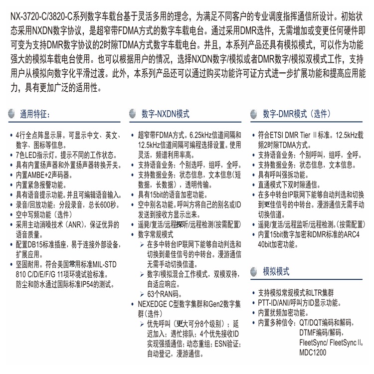建伍数字车载台NX-3720-C/3820代理