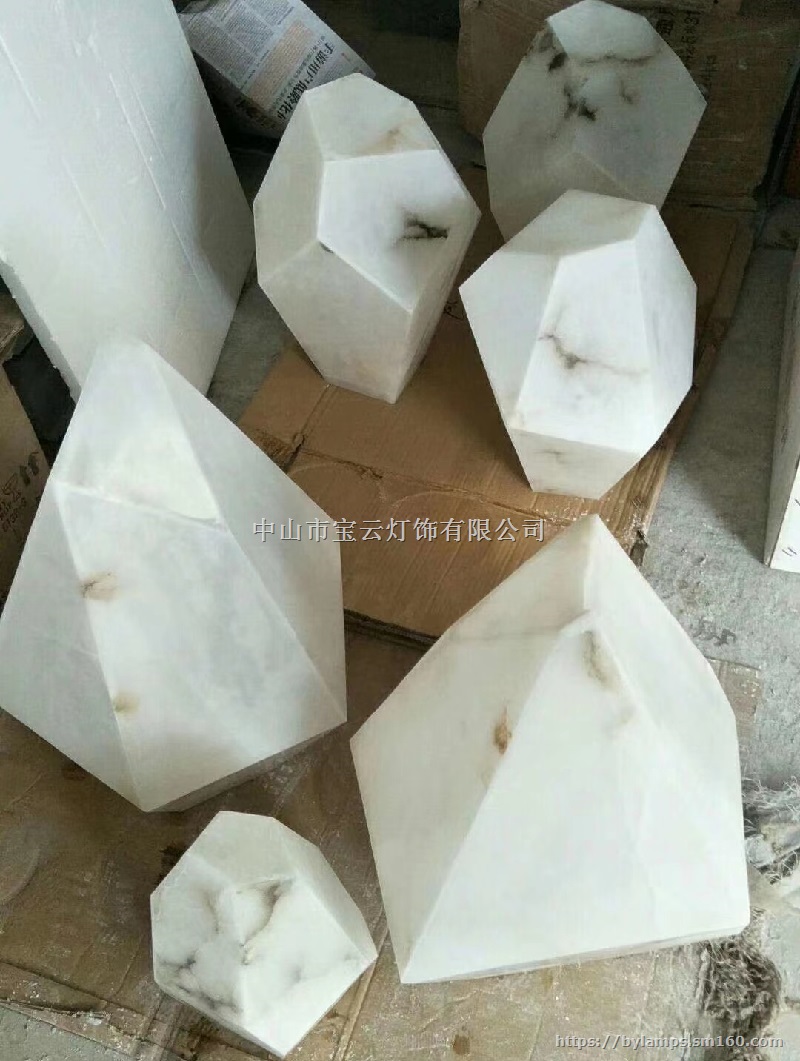 天然云石板材 西班牙雪花石灯罩 三四五面盒云石灯罩