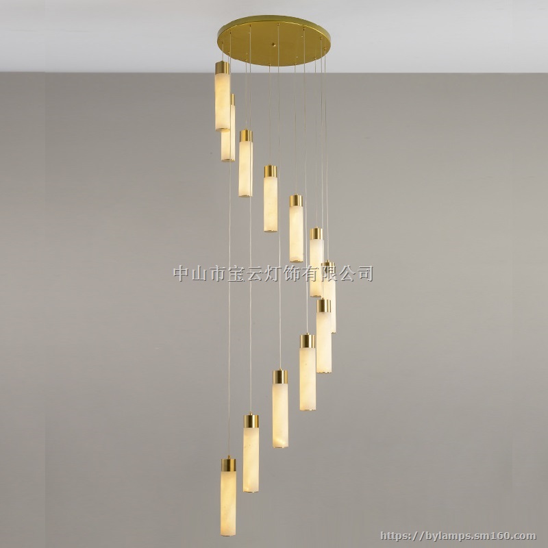 别墅楼梯吊灯 自建房旋转楼梯灯 复式楼中空长吊灯