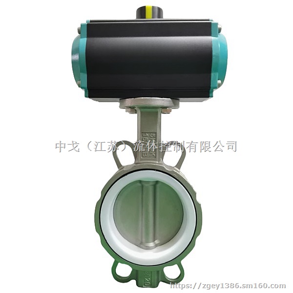 D671F气动对夹式不锈钢蝶阀四氟软密封中线