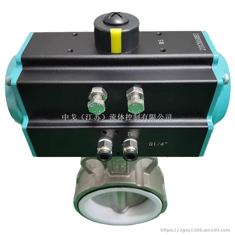 D671F气动对夹式不锈钢蝶阀四氟软密封中线